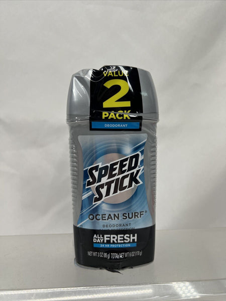 Speed Stick Men's Deodorant, Ocean Surf 24 Hr Protection 2 Pack 3oz Each
