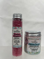 (2) Bella & Bear Unicorn Dreams Whipped Soap & Raspberry￼ Salt Bath Gift Set