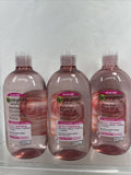 (3) Garnier SkinActive Micellar Cleansing Water Rose & Glycerin 23.7oz HUGE