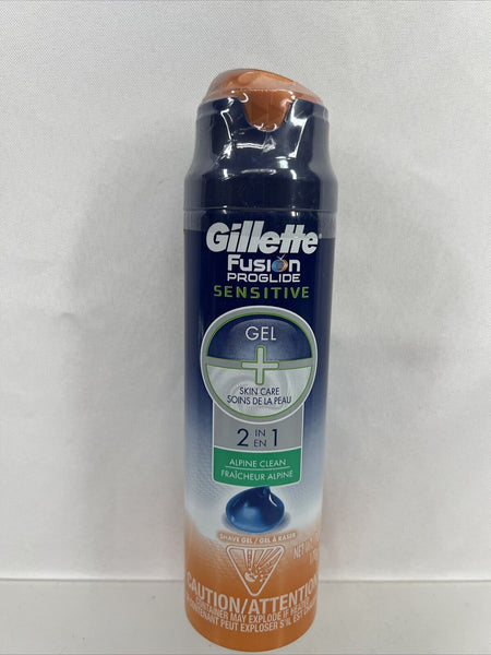 Gillette Fusion ProGlide Sensitive 2 in 1 Shave Gel Alpine Clean 6 oz