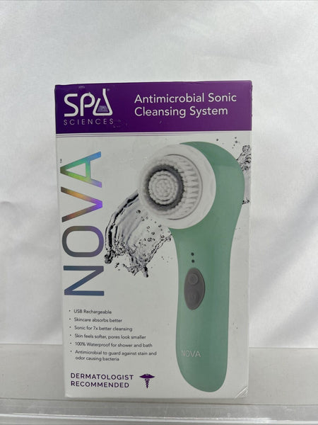 Spa Sciences NOVA Sonic Cleansing Brush USB Rechargeable Waterproof Mint A090