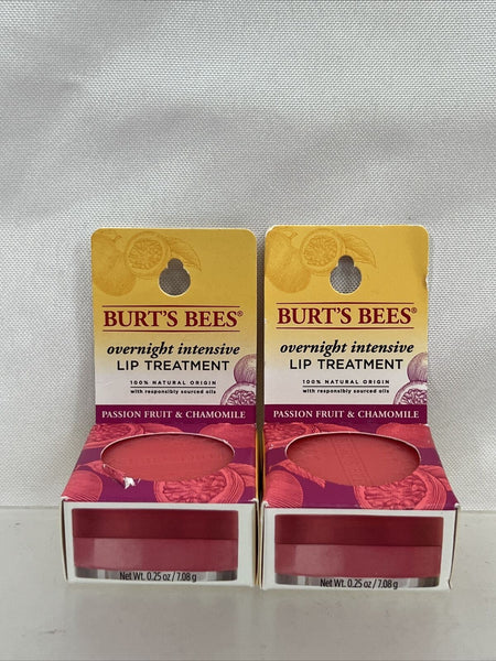 (2) Burt's Bees Overnight Intensive Lip Treatment PASSION FRUIT & CHAMOMILE