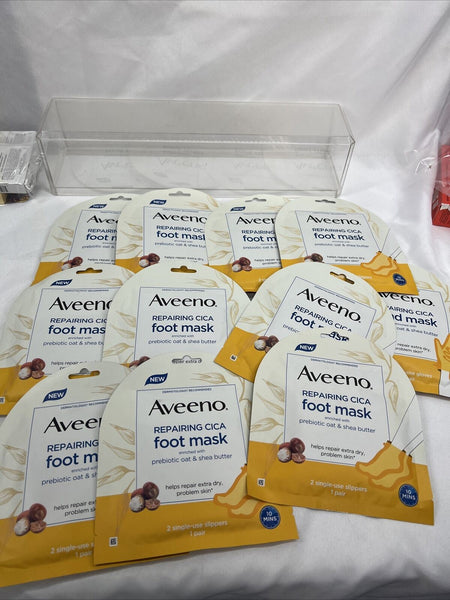 (11) Aveeno Repairing CICA Foot Mask Prebiotic Oat & Shea Butter 1 PairEa 1 Hand