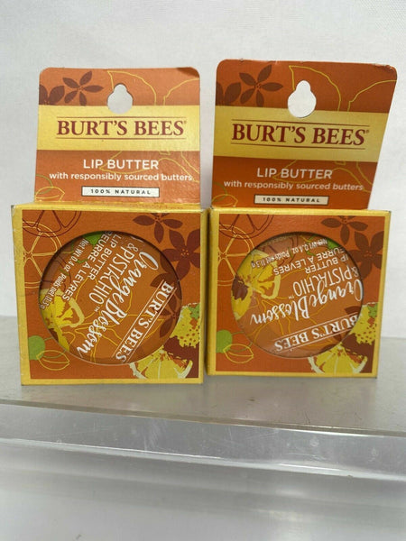 (2) Burt's Bees Orange Blossom & Pistachio 100% Lip Butter Tin Balm COMBINE SHIP