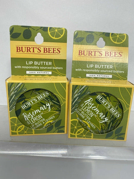 (2) Burt's Bees Rosemary & Lemon 100% Lip Butter Tin Balm COMBINE SHIP
