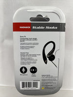 Magnavox Black Stable Hooks Sure Fit Hands Free Built In Mic & Remote On Ear