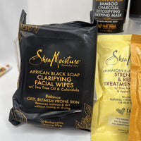 (10) Shea Moisture Gift Set Charcoal Cleanser Coconut Lotion Sleep Mask ￼wipes