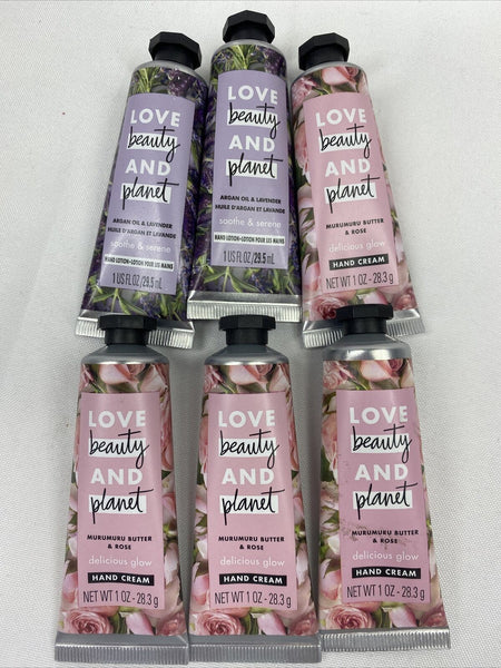 (6) Love Beauty & Planet Murumuru Rose Hand Creme Lavender Lotion Gift Set 1 oz