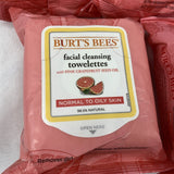 (5) Burt's Bees Facial Towelettes Normal - Oily Face Pink Grapefruit 30ct 150ttl