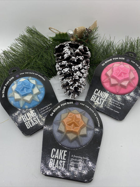 (3) Da Bomb Bath Body Scrub 4oz Almond Cake Candy Bling Stocking Stuffer Gift Se