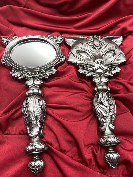 Alchemy England V64 Sacred Cat Hand Mirror Gothic Vintage Vanity IN HAND