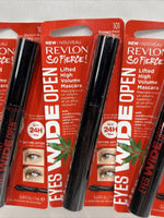 (3) #101 Blackest Black Revlon So Fierce! Eyes Wide Open Mascara 24 H Wear