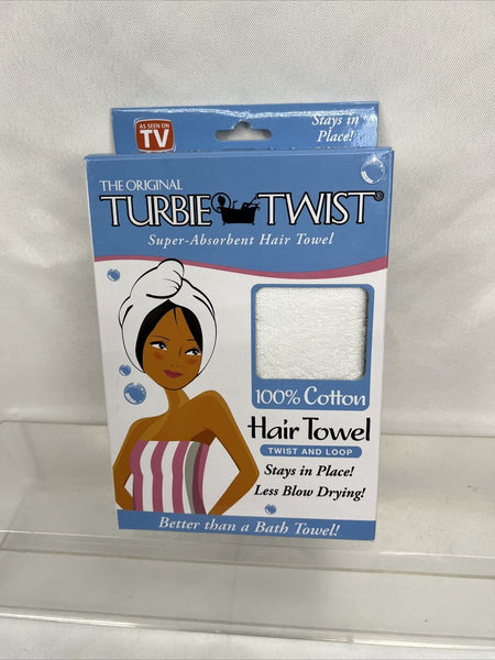 The Original Turbie Twist 100% Cotton Hair Towel White Classic Perfect Size