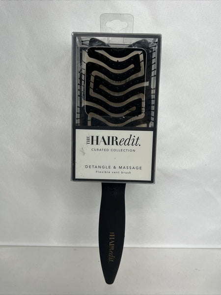 The Hair Edit Detangle & Massage Flexible Vent Brush Lightweight Black