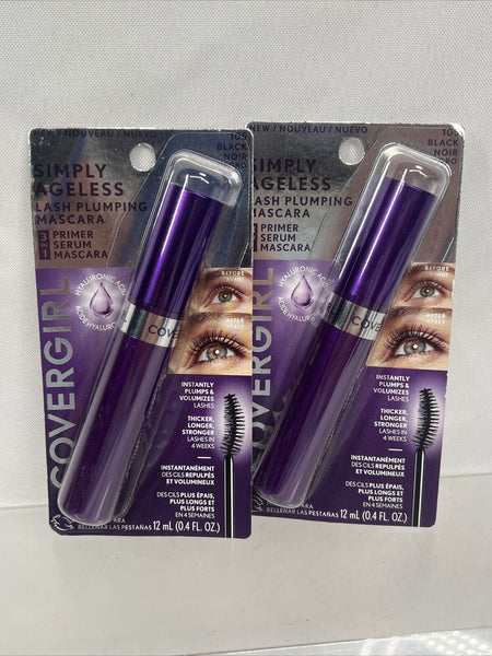 (2) Covergirl 105 BLACK Simply Ageless Lash Plumping Mascara