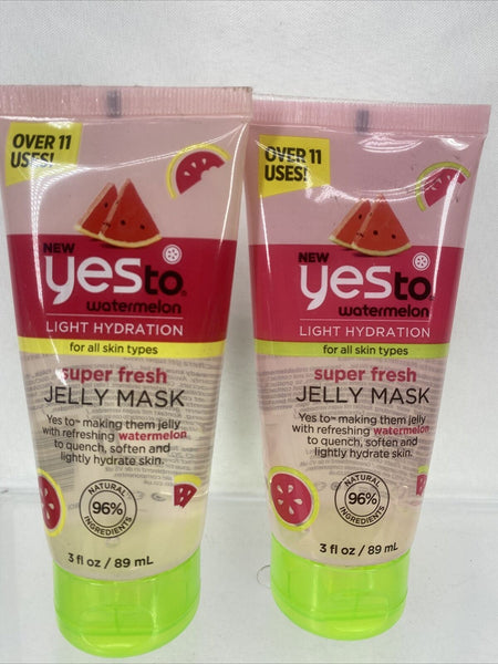 (2) Yes To Watermelon Light Hydration Super Fresh Jelly Mask 3 Ounce