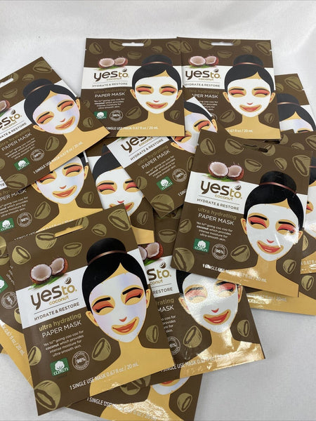 (29) Yes To Coconut Hydrating Paper Coffee Peel Off  Mask Singles