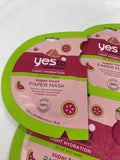 (5) Yes To Watermelon Light Hydration Paper Mask Fresh Peach Slices Jelly Lip