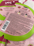 (5) Yes To Watermelon Light Hydration Paper Mask Fresh Peach Slices Jelly Lip