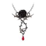 Alchemy Gothic P928 - Carpathian Rose Necklace pendant romance black red thorns