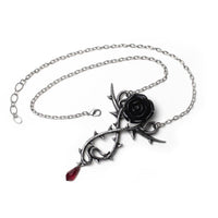 Alchemy Gothic P928 - Carpathian Rose Necklace pendant romance black red thorns