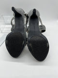 9 M Gianni Bini Silver Glitter Strap Sandal 4” High Heel Open Toe Platform Sling