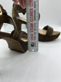 9 M Gianni Bini Gold Glitter Strap Sandal 4” High Heel Open Toe Platform Sling