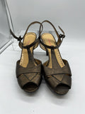 9 M Gianni Bini Gold Metallic Strap Sandal High Heel Open Toe Platform Sling