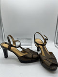 9 M Gianni Bini Gold Metallic Strap Sandal High Heel Open Toe Platform Sling