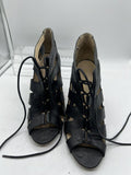9 BCBGeneration PL-Giles Caged Lace Black Ankle Boot Sandal 4” Heel Open Toe