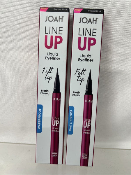 (2) Joah Line Up Waterproof Liquid Eyeliner Felt Tip Blackest Black COMBINE SHIP