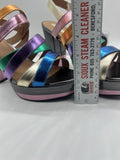 Ecote’ Rainbow Sandal 9M open toe High Heel Platform 4.5” Sling Back Blue Pink