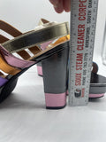 Ecote’ Rainbow Sandal 9M open toe High Heel Platform 4.5” Sling Back Blue Pink