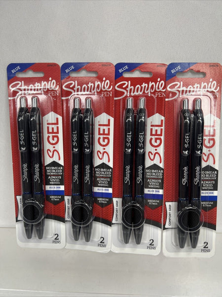 (4) Sharpie S-Gel Blue Ink 0.7 Grip Retractable Gel Pen 2 pk COMBINE SHIP!