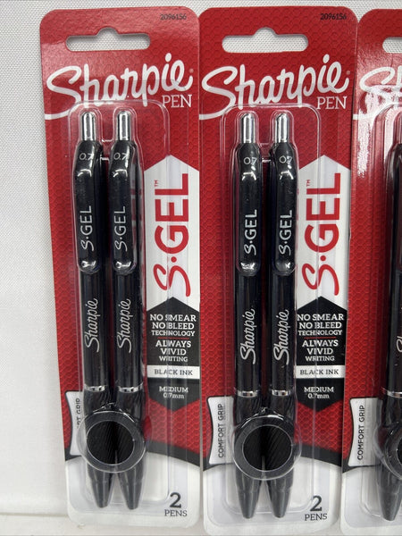 (2) Sharpie S-Gel BLACK Ink 0.7 Grip Retractable Gel Pen 2 pk COMBINE SHIP!