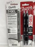 (2) Sharpie S-Gel BLACK Ink 0.7 Grip Retractable Gel Pen 2 pk COMBINE SHIP!