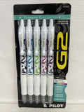 (2) Pilot G2 Gel Pen Fashion White Barrel Fine Assort Color Ink 5ct COMBINE SHIP