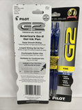 (2) PILOT BLUE G2 Premium Gel Roller Ball Pen Fine Point Ink 2pk COMBINE SHIP!