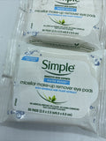 (2) Simple Water Boost Micellar Make-Up Remover Eye Pads 30 Wipes COMBINE SHIP