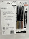 (2) Zebra Metallic Brush Pen Medium Point Shimmering Ink Gold S 3pk COMBINE SHIP