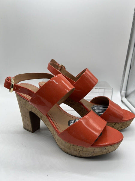 9M Franco Sarto a7967s1801 Coral & Cork Sandal High Heel Open Toe Platform Sling