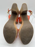 9M Franco Sarto a7967s1801 Coral & Cork Sandal High Heel Open Toe Platform Sling