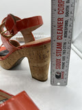 9M Franco Sarto a7967s1801 Coral & Cork Sandal High Heel Open Toe Platform Sling