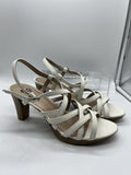 9.5 SO rosie white STRAPPY 63772 White Sandal High Heel Wooden Stacked Short