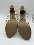 9.5 SO rosie white STRAPPY 63772 White Sandal High Heel Wooden Stacked Short