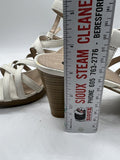 9.5 SO rosie white STRAPPY 63772 White Sandal High Heel Wooden Stacked Short