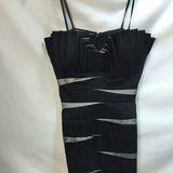 Betsey & Adam Ruffled bodycon cocktail dress Black & Silver Rib 10