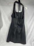Cache Sz 10 Black Satin Halter & Mini Dress Slit Club Evening Comfy