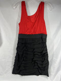 Express Sz 12 Red & Black Mini Dress Club Evening Comfy Black Ruched Body-con