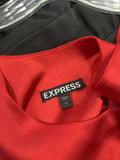Express Sz 12 Red & Black Mini Dress Club Evening Comfy Black Ruched Body-con